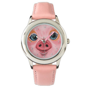 Grappig horloge met Happy Pig Smile