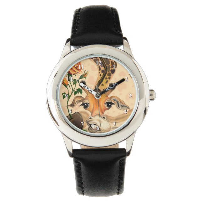 Grappig horloge met romantische Giraffe - Gentlema (Voorkant)