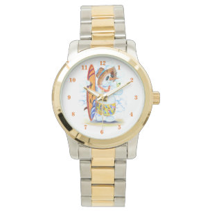 Grappig horloge met Snowman Surfer