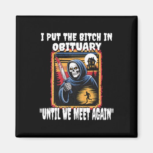 Grappig Horror Grim Reaper Kostuum Volwassen Manne Magneet (Voorkant)