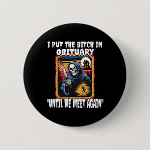 Grappig Horror Grim Reaper Kostuum Volwassen Manne Ronde Button 5,7 Cm