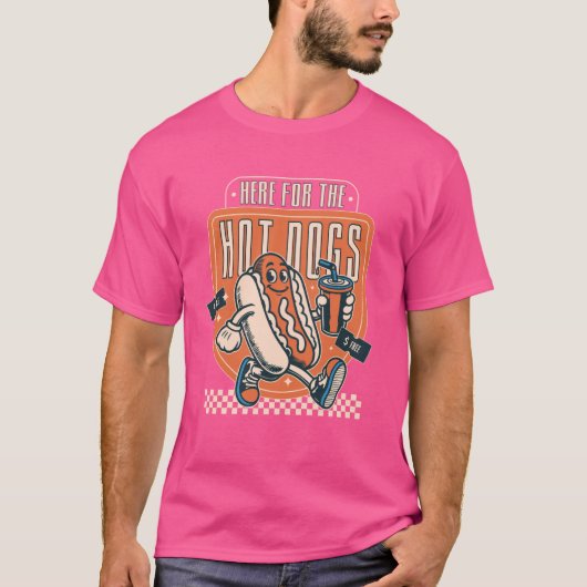 Grappig Hot Dog Karakter Ontwerp. T-shirt (Voorkant)