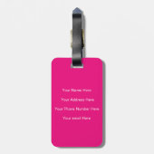 Grappig Hot Pink Monogram Typografie Naam Script Bagagelabel (Achterkant verticaal)