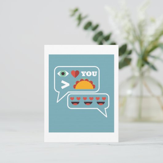 Grappig hou meer van je dan tacos emoji tekst spre briefkaart (Staand voorkant)