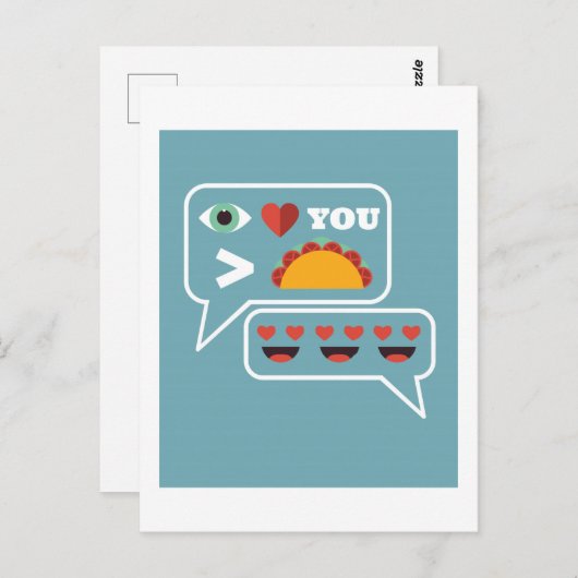 Grappig hou meer van je dan tacos emoji tekst spre briefkaart (Voorkant / Achterkant)
