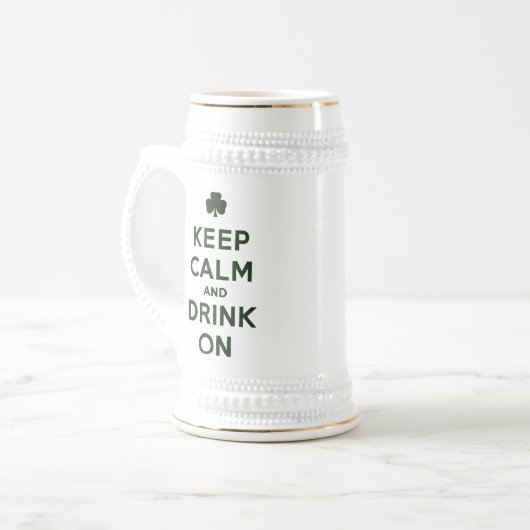 Grappig houd Rust en Drank op St Patrick Day Bierpul (Voorkant links)