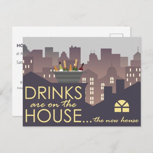 Grappig Housewarming Party ontwerp Briefkaart (Voorkant / Achterkant)