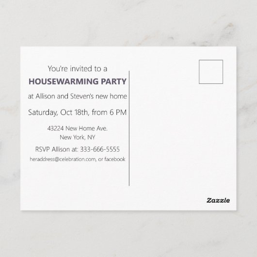 Grappig Housewarming Party ontwerp Briefkaart (Achterkant)