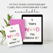 Grappig houten Jubilea Kaart, 5e Jubileum Kaart