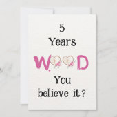 Grappig houten Jubilea Kaart, 5e Jubileum Kaart (Voorkant)