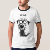 Grappig huh! Dog Sketch Mannen's Ringer T-shirt (Voorkant)