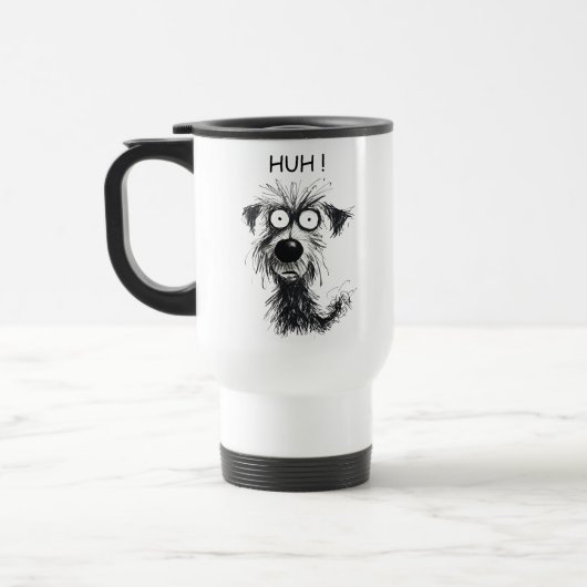 Grappig huh! Dog Sketch Travel Mug voor Pet Lovers Reisbeker (Links)