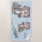 Grappig Huilen Katten aangepaste naam & kleur stra Strandlaken (Voorkant)