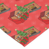 Grappig huis door open haard feestelijk kerstpatro korte tafelloper (Hoek)