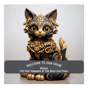 Grappig huis met huisdieren waarschuwing perfect poster