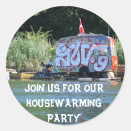 Grappig Huis Warming Party Ronde Sticker