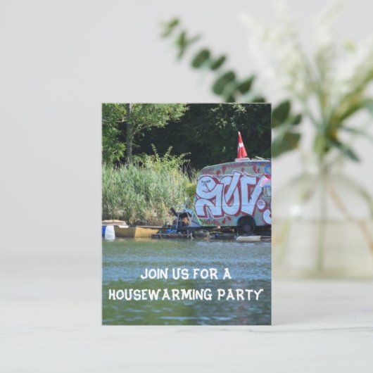 Grappig Huis Warming Party Uitnodiging Briefkaart (Staand voorkant)