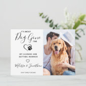 Grappig huisdier bruiloft moderne foto hond verlov aankondiging (Staand voorkant)
