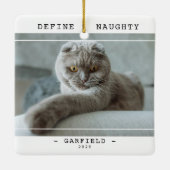Grappig huisdier 'Definieer ondeugend' Foto Kerstm Keramisch Ornament (Achterkant)