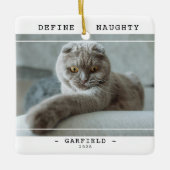 Grappig huisdier 'Definieer ondeugend' Foto Kerstm Keramisch Ornament (Voorkant)