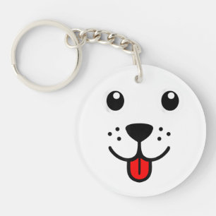 Grappig huisdier dier hond puppy blij emoticon gez sleutelhanger