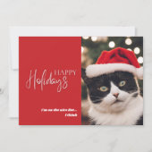 Grappig Huisdier Kat Kerst Leuke Lijst Rood Feestdagenkaart (Voorkant)
