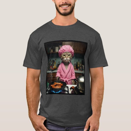 Grappig Huisvrouw Kat Meme Gen Z Basic T-Shirt voo (Voorkant)