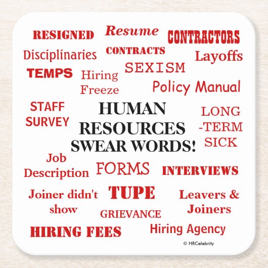 Grappig human resources Swear words Gift Kartonnen Onderzetters (Voorkant)