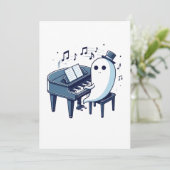 Grappig, Humor & Schattigee geest spelen Piano Mus Kaart (Staand voorkant)