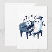 Grappig, Humor & Schattigee geest spelen Piano Mus Kaart (Voorkant / Achterkant)