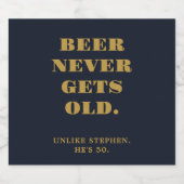Grappig humoristische 50e verjaardag Navyblauw Gou Bier Etiket (Enkel label)