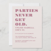 Grappig Humorous 50th Birthday Party Roze Kaart (Voorkant)