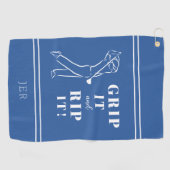 Grappig Humoureus Golf Grip Rip Mannen Blue Custom Golfhanddoek (Horizontaal)