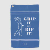 Grappig Humoureus Golf Grip Rip Mannen Blue Custom Golfhanddoek (Voorkant)