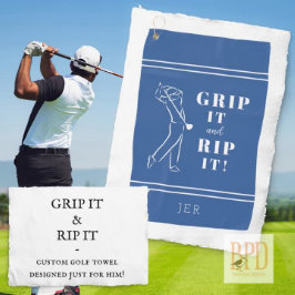 Grappig Humoureus Golf Grip Rip Mannen Blue Custom Golfhanddoek