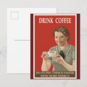 Grappig Humoureus Vintage KoffiePoster Briefkaart (Voorkant / Achterkant)