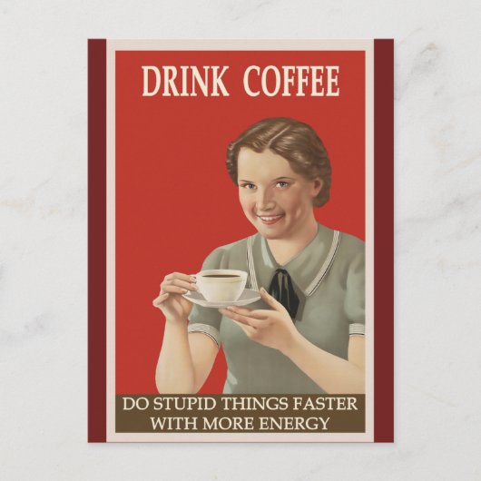 Grappig Humoureus Vintage KoffiePoster Briefkaart (Voorkant)