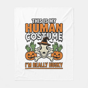 Grappig Husky Mensen Kostuum Halloween Hond Shirt Fleece Deken