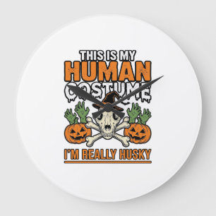 Grappig Husky Mensen Kostuum Halloween Hond Shirt Grote Klok