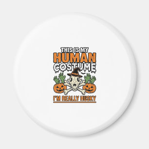 Grappig Husky Mensen Kostuum Halloween Hond Shirt Magneet