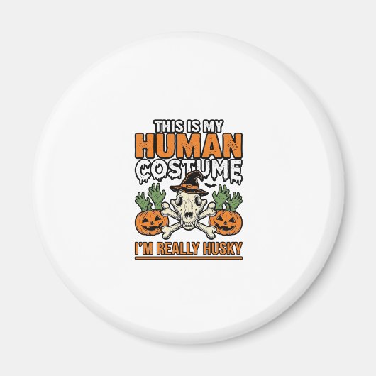 Grappig Husky Mensen Kostuum Halloween Hond Shirt Magneet (Voorkant)