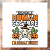 Grappig Husky Mensen Kostuum Halloween Hond Shirt Raamsticker (Vel 2)