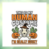 Grappig Husky Mensen Kostuum Halloween Hond Shirt Raamsticker (Vel 3)