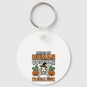 Grappig Husky Mensen Kostuum Halloween Hond Shirt  Sleutelhanger