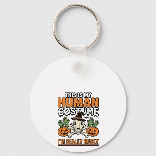Grappig Husky Mensen Kostuum Halloween Hond Shirt Sleutelhanger (Voorkant)