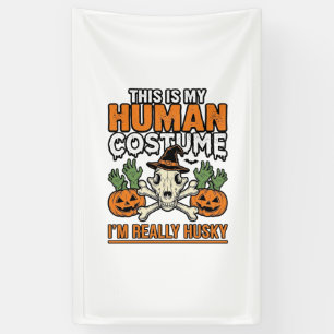 Grappig Husky Mensen Kostuum Halloween Hond Shirt Spandoek