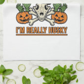 Grappig Husky Mensen Kostuum Halloween Hond Shirt Theedoek (Gevouwen)