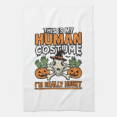 Grappig Husky Mensen Kostuum Halloween Hond Shirt Theedoek (Verticaal)
