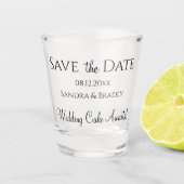 Grappig Huwelijk Bewaar de Datum Zwart Wit Typogra Shot Glas (Voorkant)