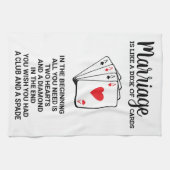 Grappig huwelijk is als een Jubileum van kaarten Theedoek (Horizontaal)